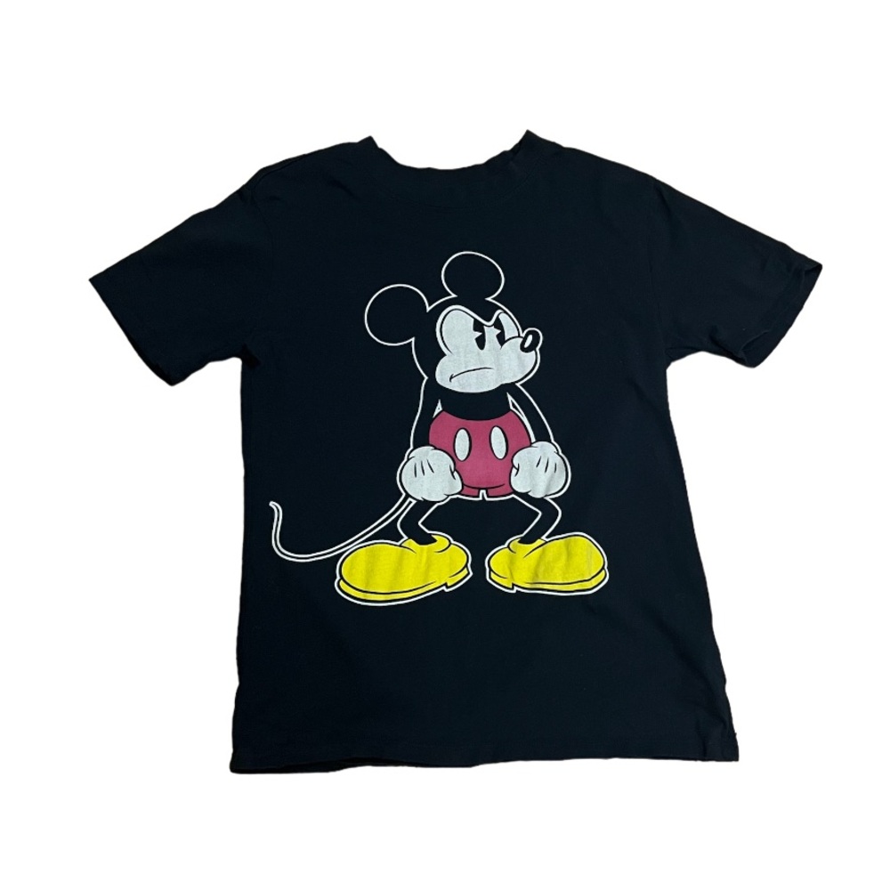 Graphic Tee Disney Grumpy Mickey Mouse Black Cotton Tshirt